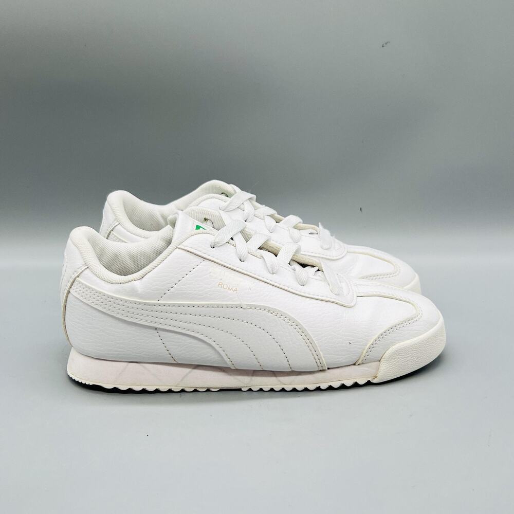 PUMA Shoes Kids Boy 3 White Leather Roma Low Top Classic Sneakers Casual Comfort